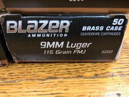 (4) BOXES BLAZER BRASS 9MM LUGER