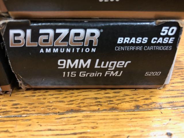 (4) BOXES BLAZER BRASS 9MM LUGER