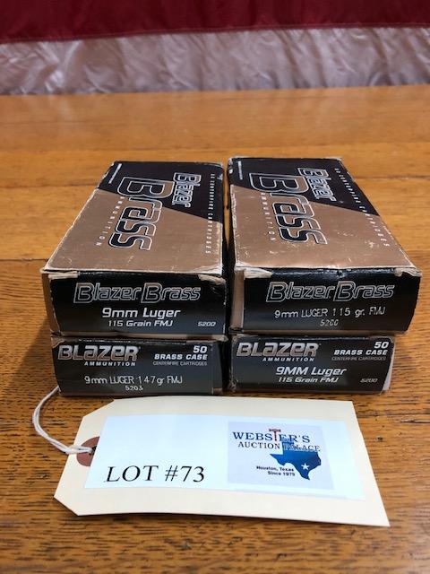 (4) BOXES BLAZER BRASS 9MM LUGER