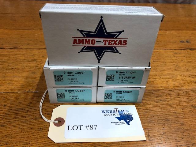 (5) BOXES AMMO TEXAS 9MM