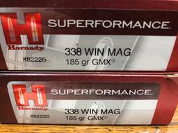 (2 ) BOXES HORNADY 338 WIN MAG SUPER