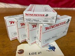 (5) BOXES WINCHESTER 7.62X51MM
