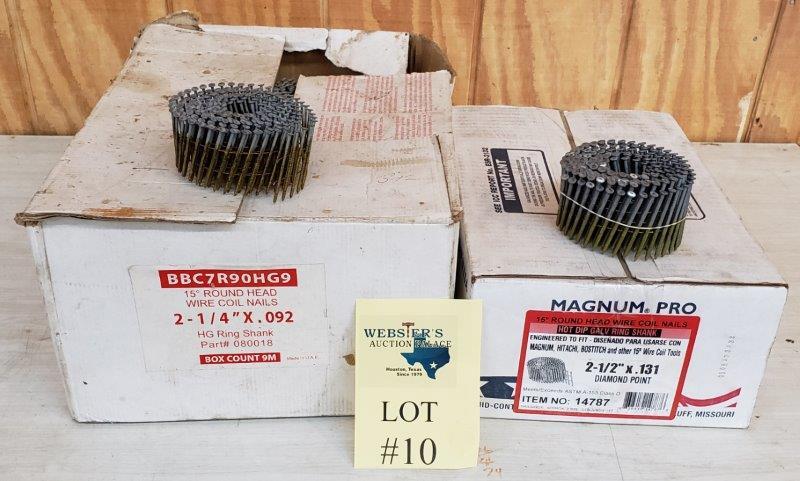 2 BOXES OF 1/4" AND 1/2" WIRE COIL NAILS