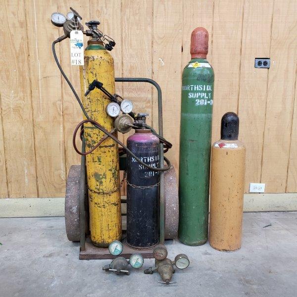 OXY-ACETYLENE TORCH KIT WITH BOTTLES AND CART