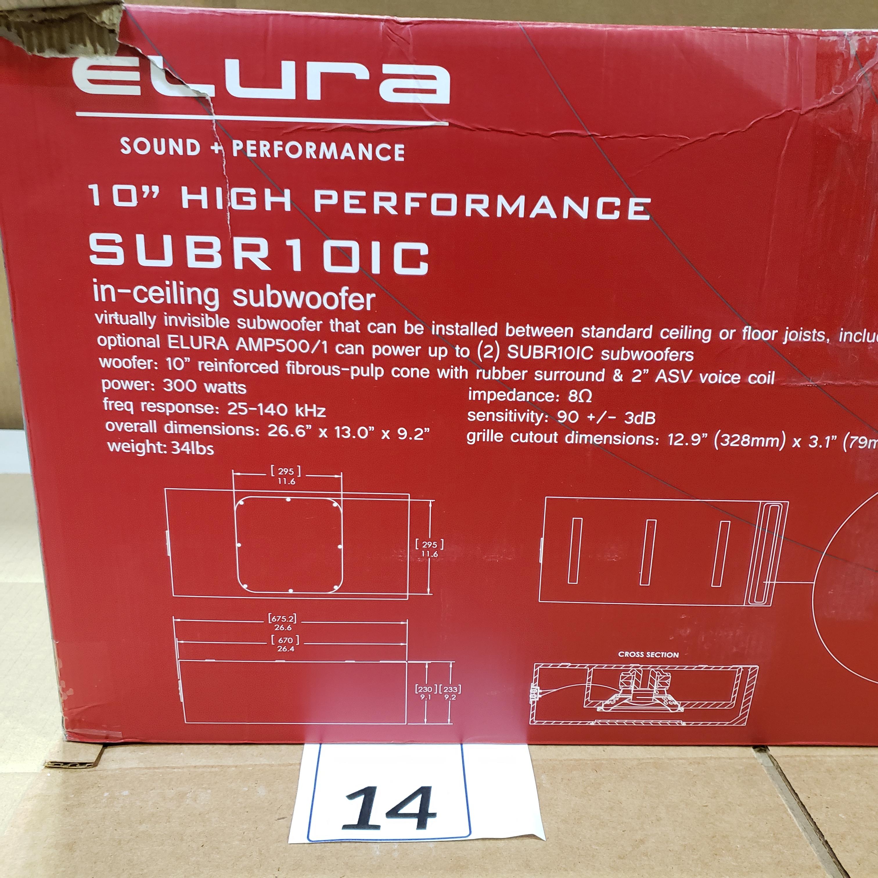 ELURA 300 WATT SUBR101C SUBWOOFER 10" RETAIL $600