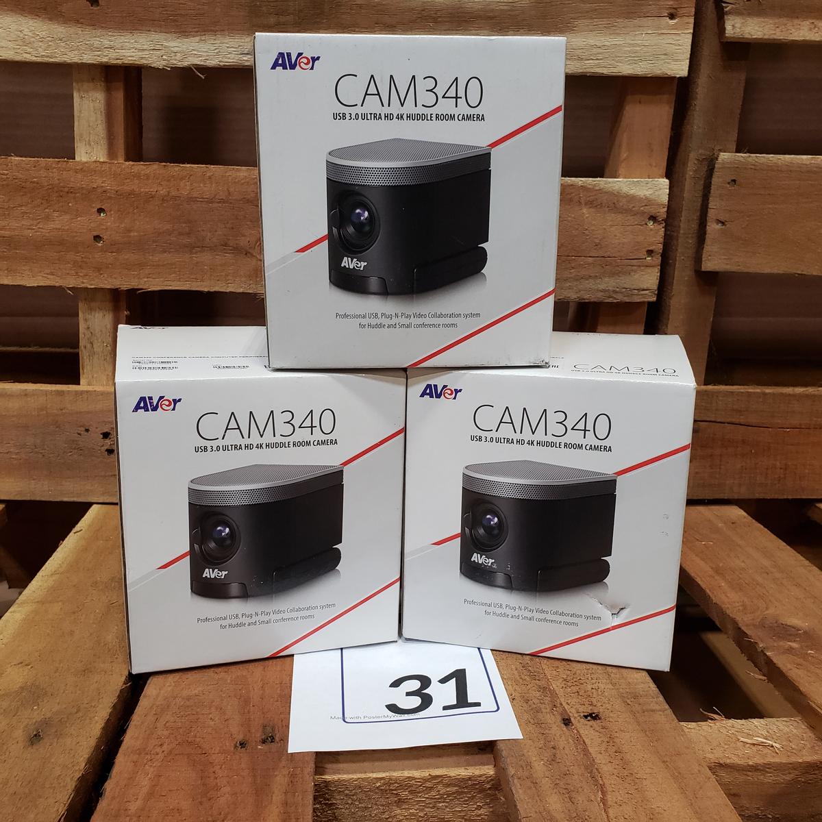 (3) AVER CAM340 CAMERAS RETAIL $499.99 EACH