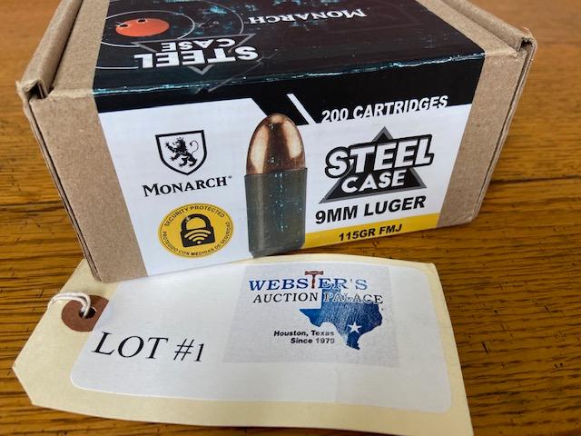 BOX MONARCH 9MM LUGER  - 200 TOTAL ROUNDS