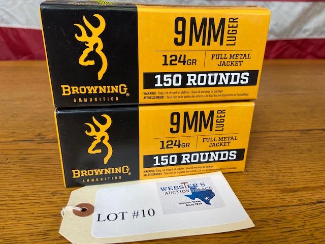 (2) BOXES BROWNING 9MM LUGER 124GR - 300 TOTAL ROUNDS