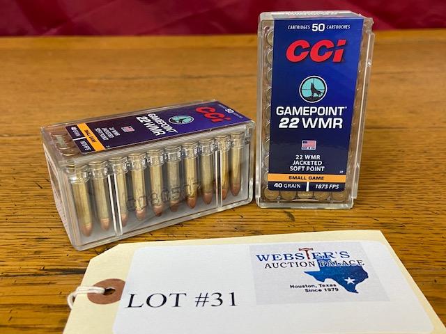 (2) BOXES CCI GAMEPOINT 22 WMR - 100 TOTAL ROUNDS