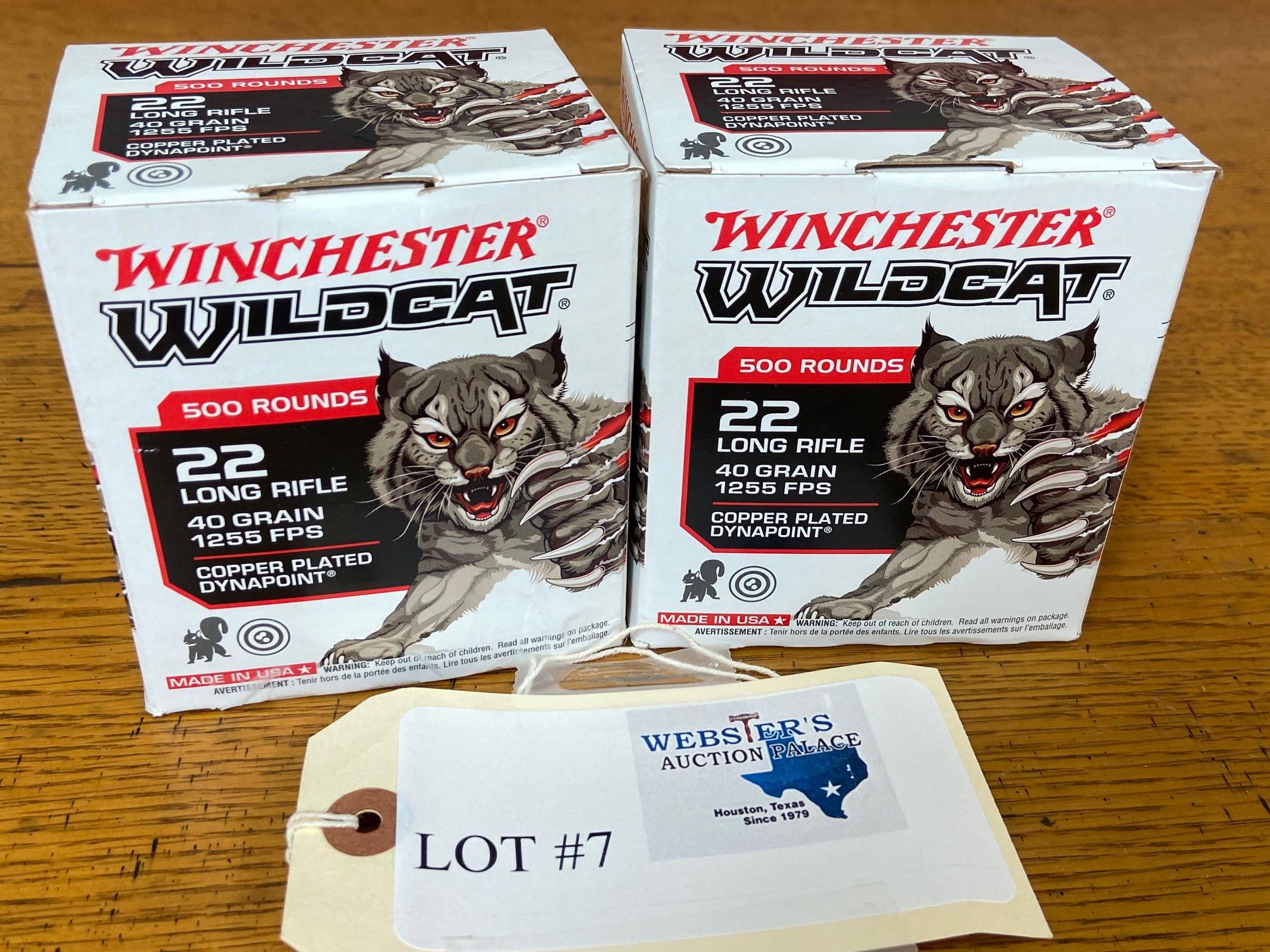 (2) BOXES WINCHESTER WILDCAT 22LR 40GR - 1,000 TOTAL ROUNDS