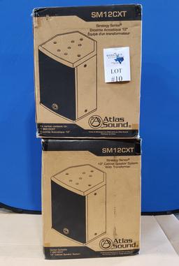 (2) ATLAS SOUND CABINET SPEAKER SYSTEM WITH TRANSFORMER 12" SM12CXT