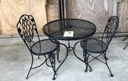 OUTDOOR PATIO TABLE SET - 36" UMBRELLA TABLE WITH 2 CHAIRS