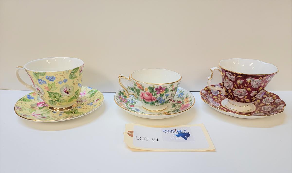 3- ENGLAND FINE BONE CHINA CUP AND SAUCER SETS