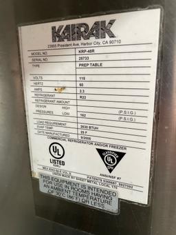 KAIRAK REFRIGERATED PREP TABLE 48" MODEL KRP-48R