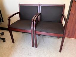 RECEPTION L-DESK, EXECUTIVE CHAIR AND 2 SIDE CHAIRS