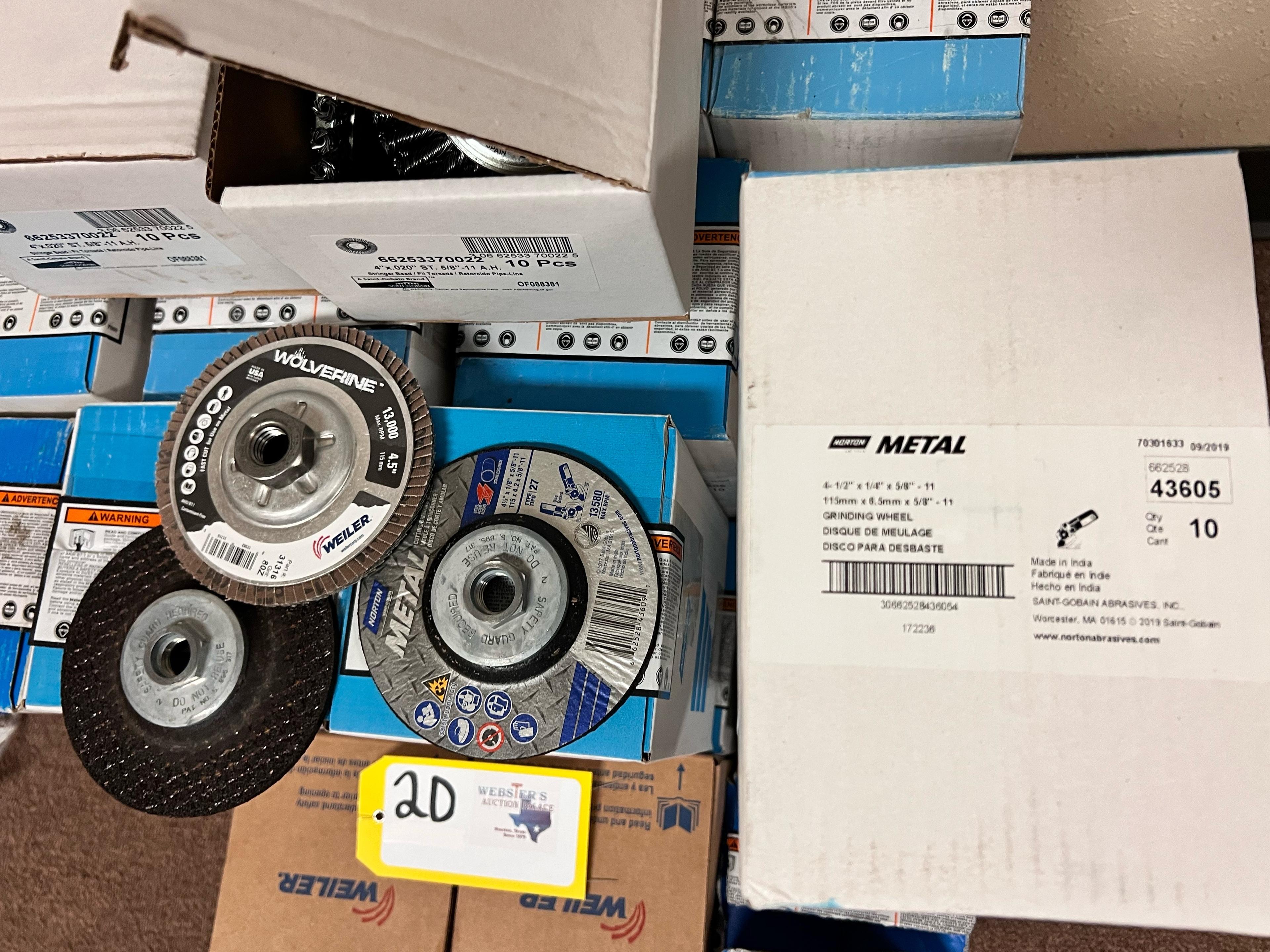 LARGE LOT OF NEW FLAP DISCS AND GRINDING WHEELS