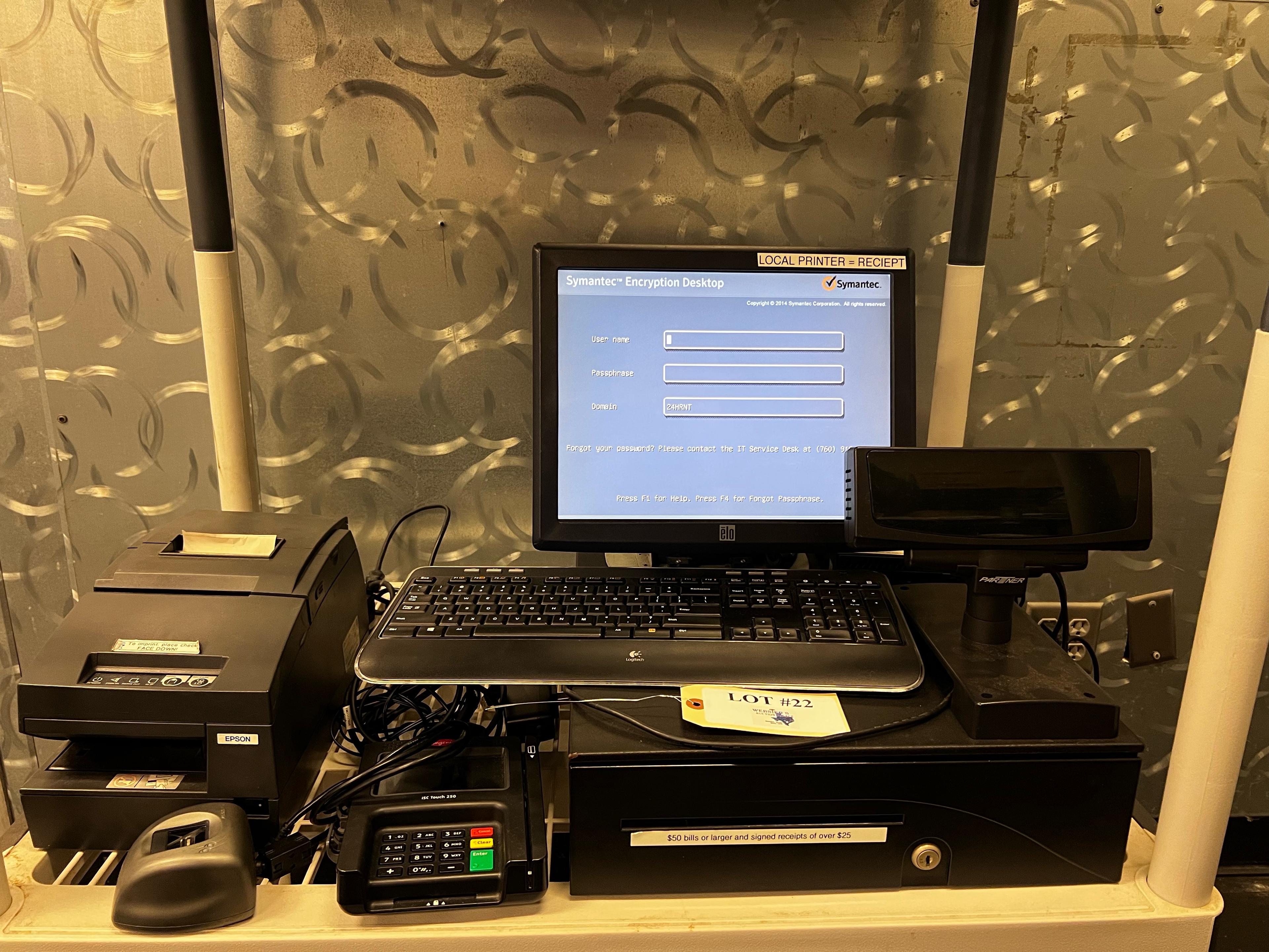 SYMANTIC COMPUTER CASH REGISTER SYSTEM WITH CASH BOX, CARD READER AND PRINTER