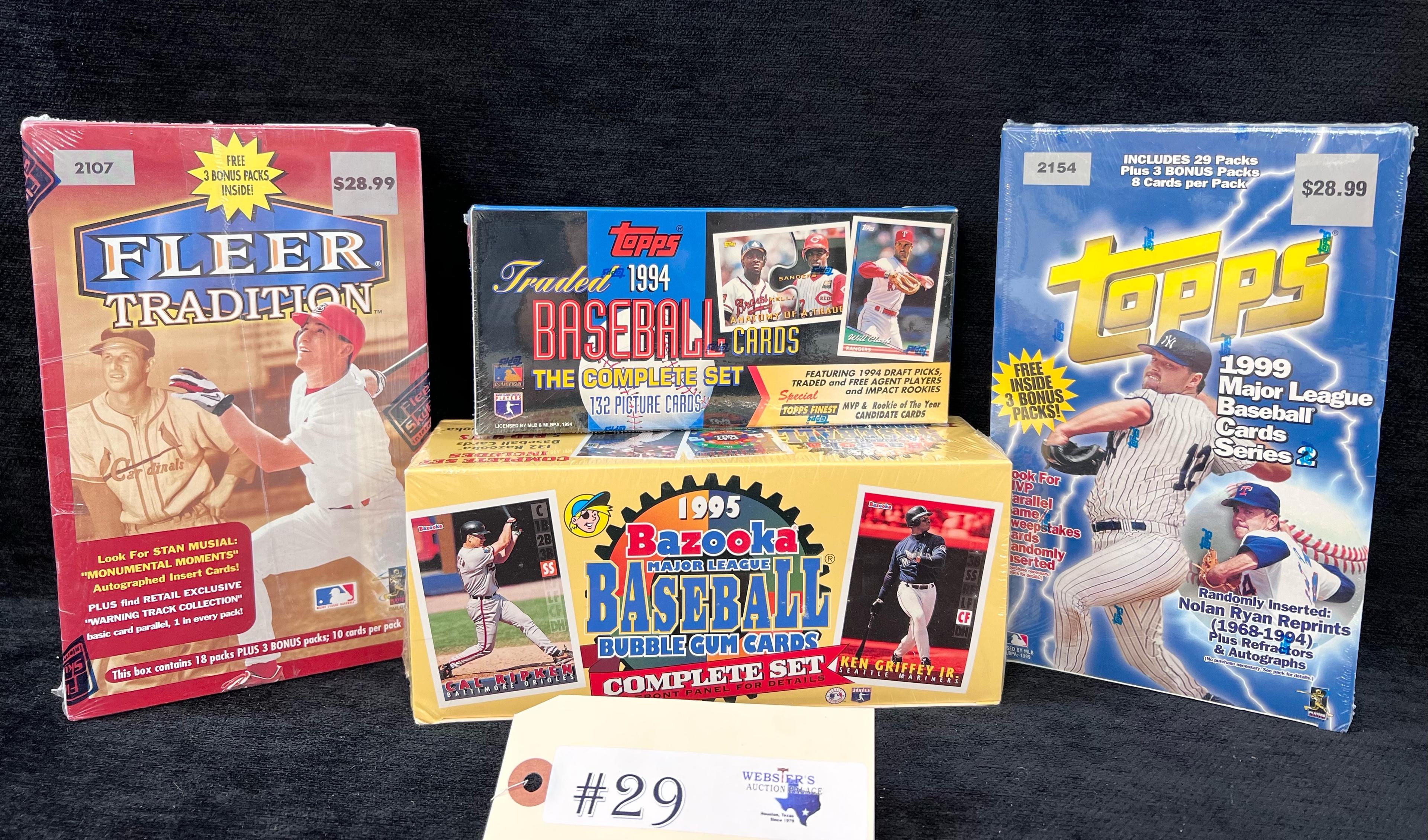 4 - BOXES TOPPS, FLEER AND BAZOOKA BASEBALL CARD SETS 1994-1995 (2) 1999