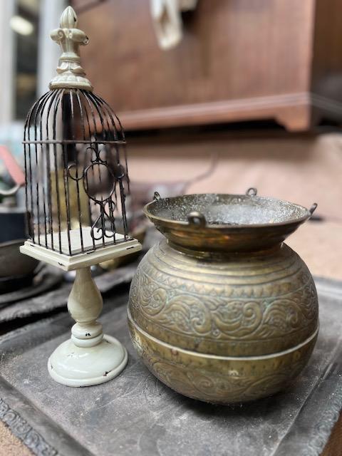 LARGE LOT OF SILVER PLATE, METAL ITEMS AND BRASS