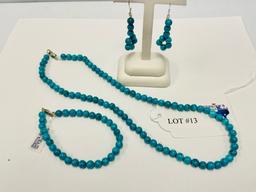 3PC TURQUOISE AND STERLING SILVER SET