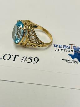 14KT YELLOW GOLD BLUE TOPAZ RING