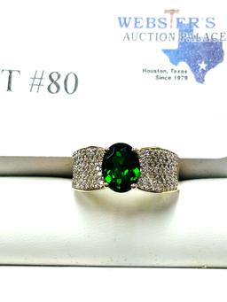 10KT YELLOW GOLD EMERALD AND DIAMOND RING