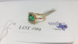 14KT YELLOW GOLD 1.01CT EMERALD AND 0.70CTW DIAMOND RING WITH APPRAISAL