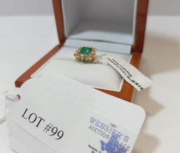 14KT YELLOW GOLD 1.01CT EMERALD AND 0.70CTW DIAMOND RING WITH APPRAISAL
