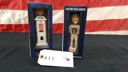 2- ASTROS BOBBLE HEAD STATUES - JUSTIN VERLANDER AND PHILLIPS 66 HOME RUN PUMP