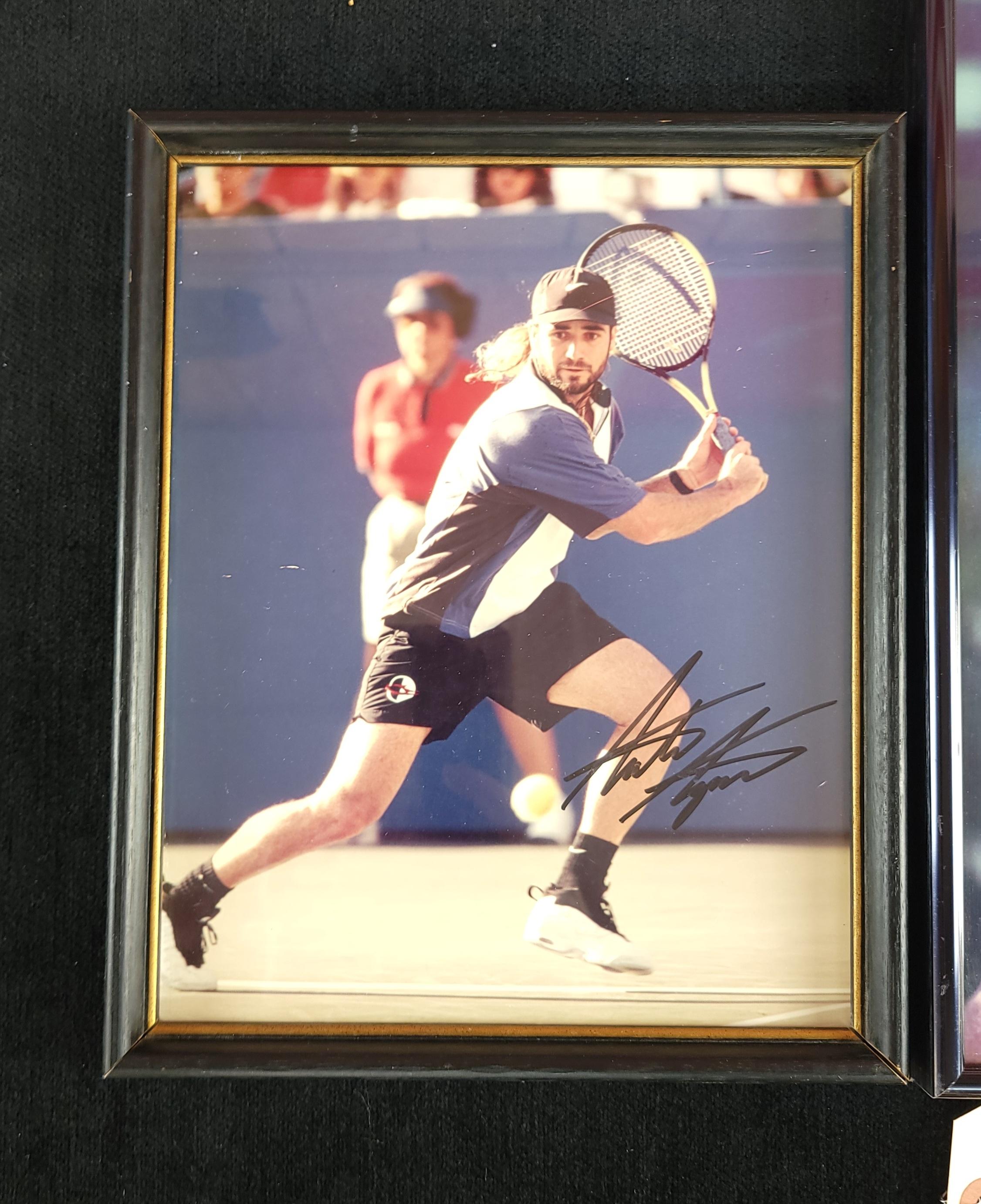 2 - SIGNED ANDRE AGASSI FRAMED PHOTOS