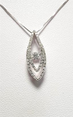 14KT WHITE GOLD 0.35CTW DIAMOND PENDANT WITH CHAIN