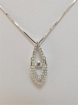 14KT WHITE GOLD 0.35CTW DIAMOND PENDANT WITH CHAIN