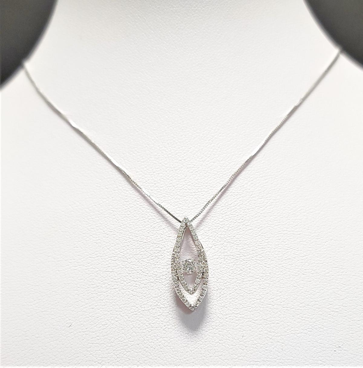 14KT WHITE GOLD 0.35CTW DIAMOND PENDANT WITH CHAIN