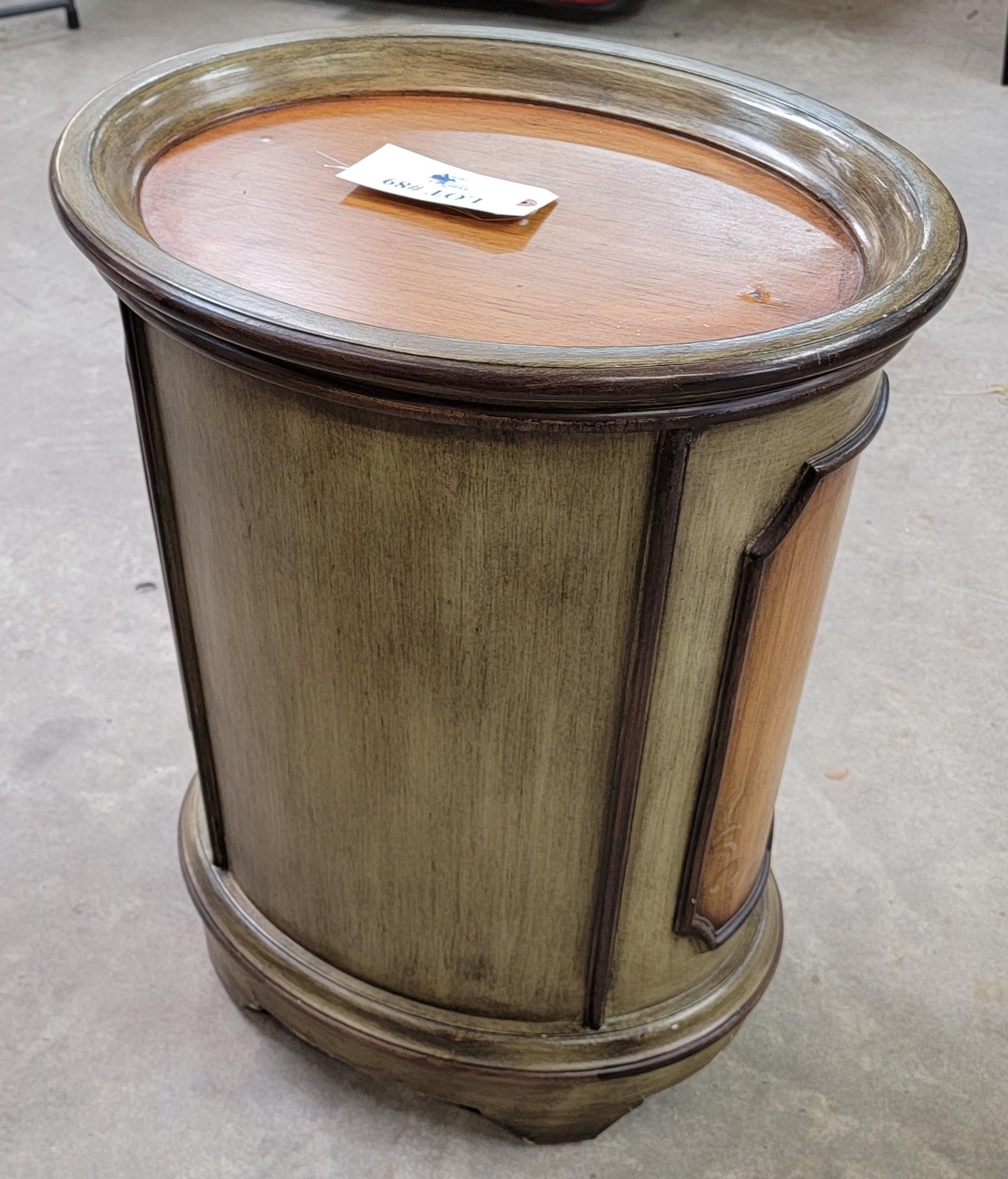 PAINTED 3 DRAWER ROUND SIDE CABINET