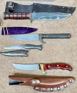 LARGE LOT OF HUNTING KNIVES, SHARPENING SYSTEM, POCKET KNIVES AND WATCHES