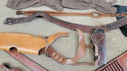 LOT OF BIANCHI LEATHER HOLSTERS, BELTS, AMMO HOLDERS, SLINGS ETC.