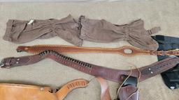 LOT OF BIANCHI LEATHER HOLSTERS, BELTS, AMMO HOLDERS, SLINGS ETC.