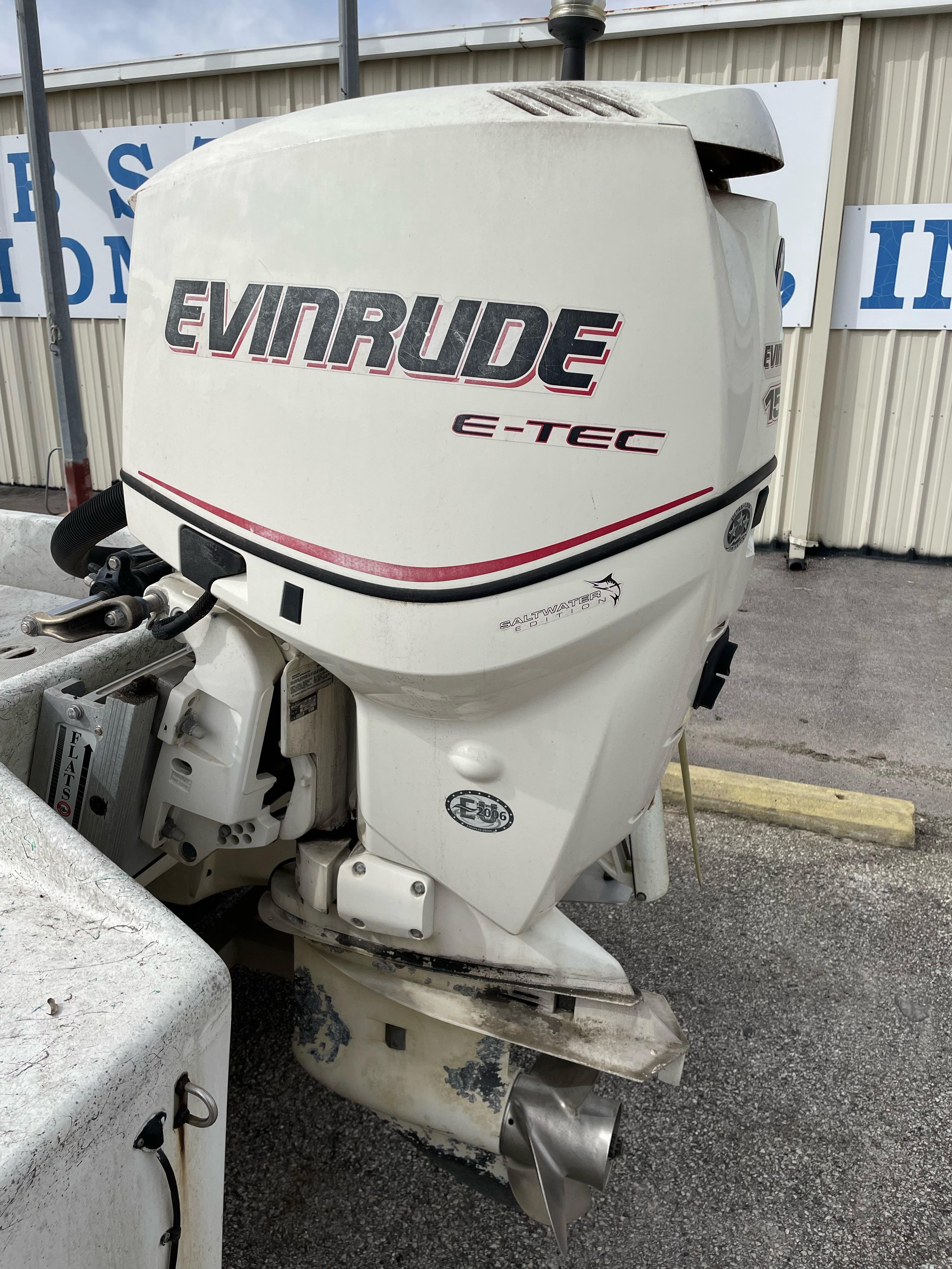 2007 SHOALWATER BOAT WITH 2007 EVINRUDE 150HP MOTOR AND 2007 COASTAL BOAT TRAILER