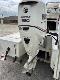 2007 SHOALWATER BOAT WITH 2007 EVINRUDE 150HP MOTOR AND 2007 COASTAL BOAT TRAILER