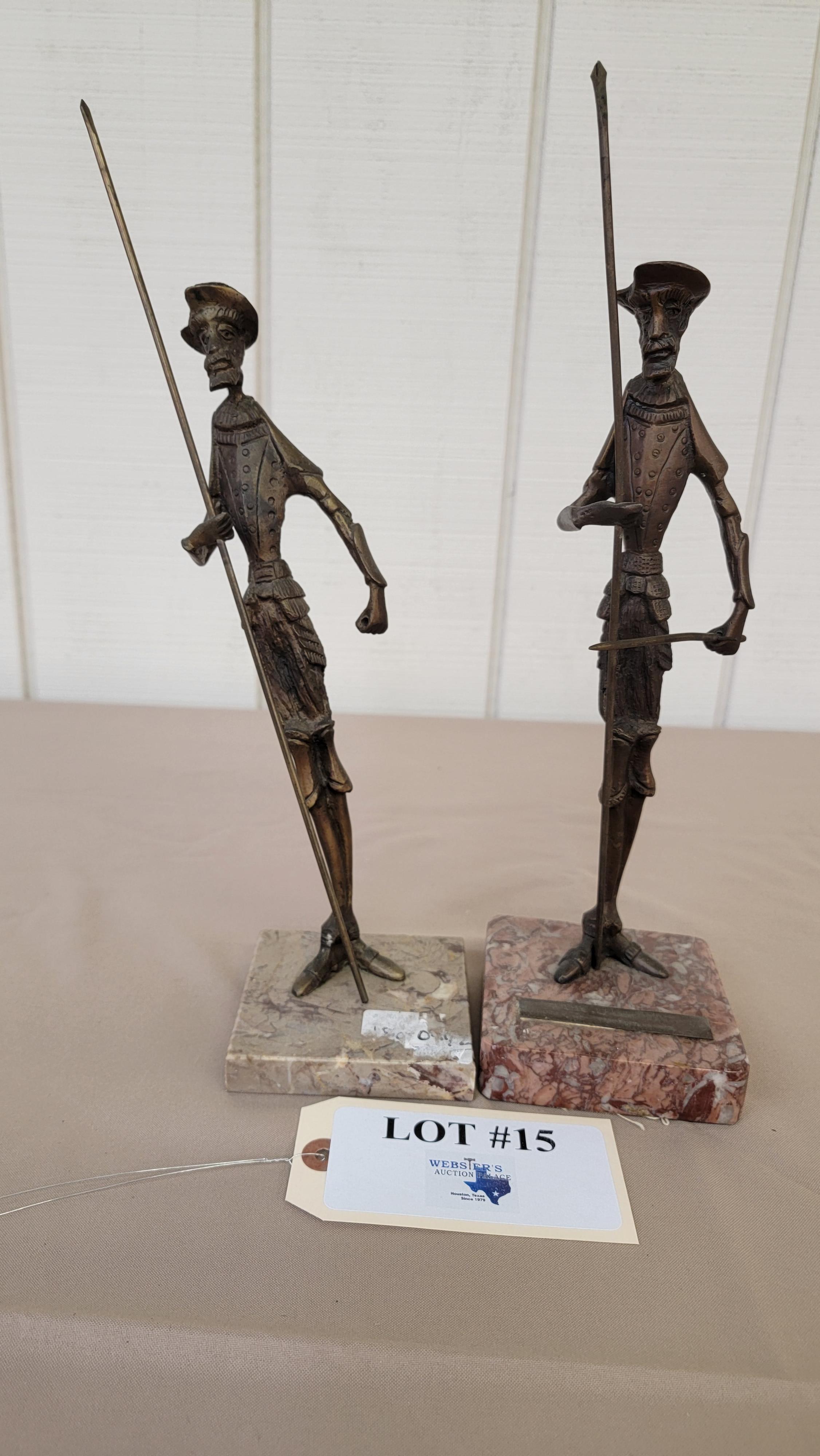 2PC BRONZE MARBLE BASE STATUE