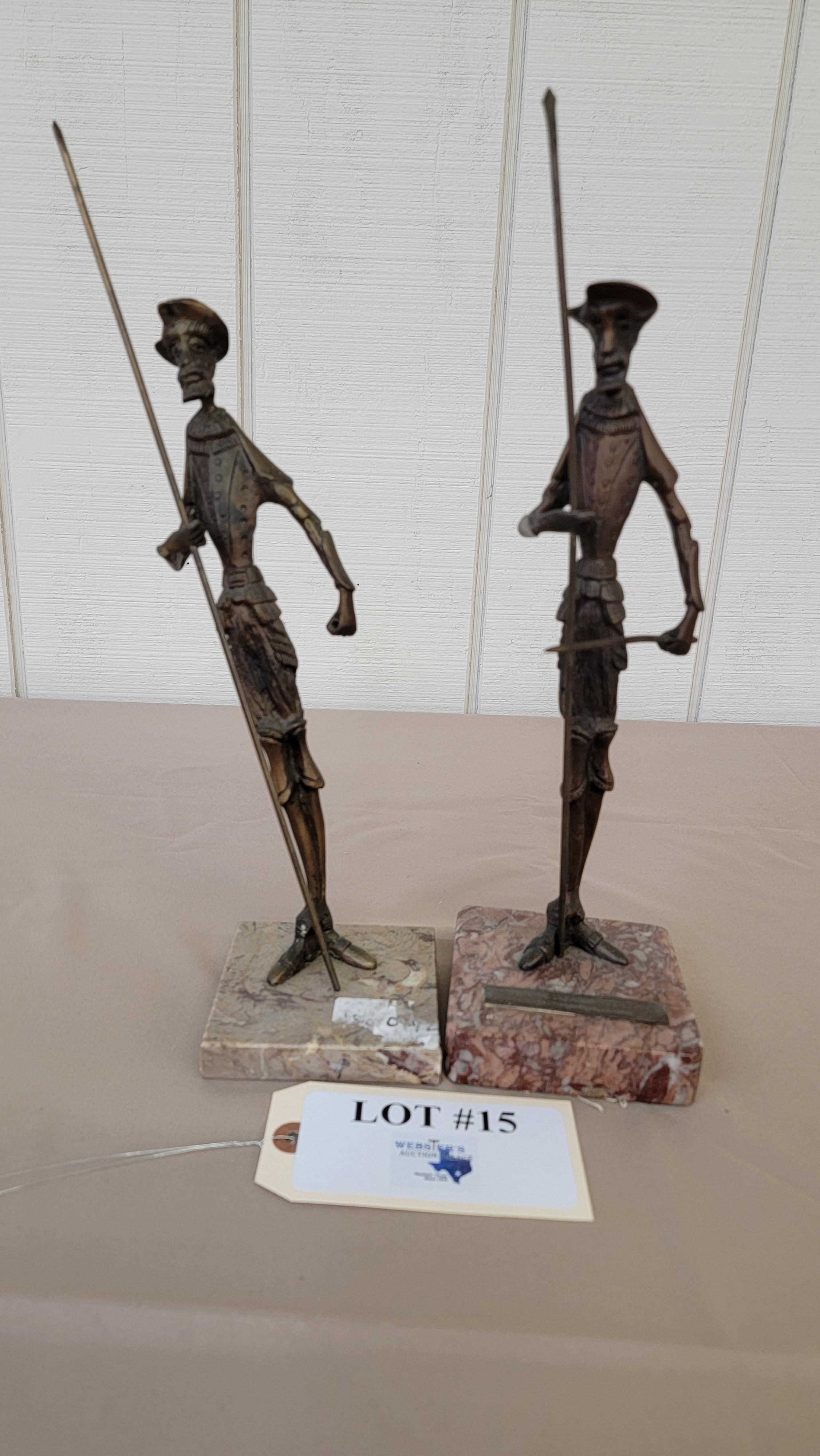 2PC BRONZE MARBLE BASE STATUE