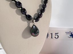 16" FRESH WATER BLACK PEARL NECKLACE