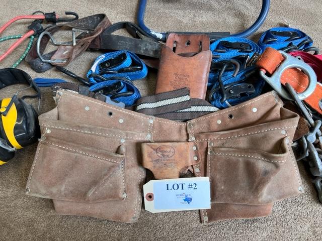 WORK LIGHT, TIE DOWNS, TOOL BELT AND STRAPS