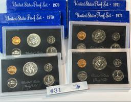 4PC 1970 AND 1971 PROOF SETS