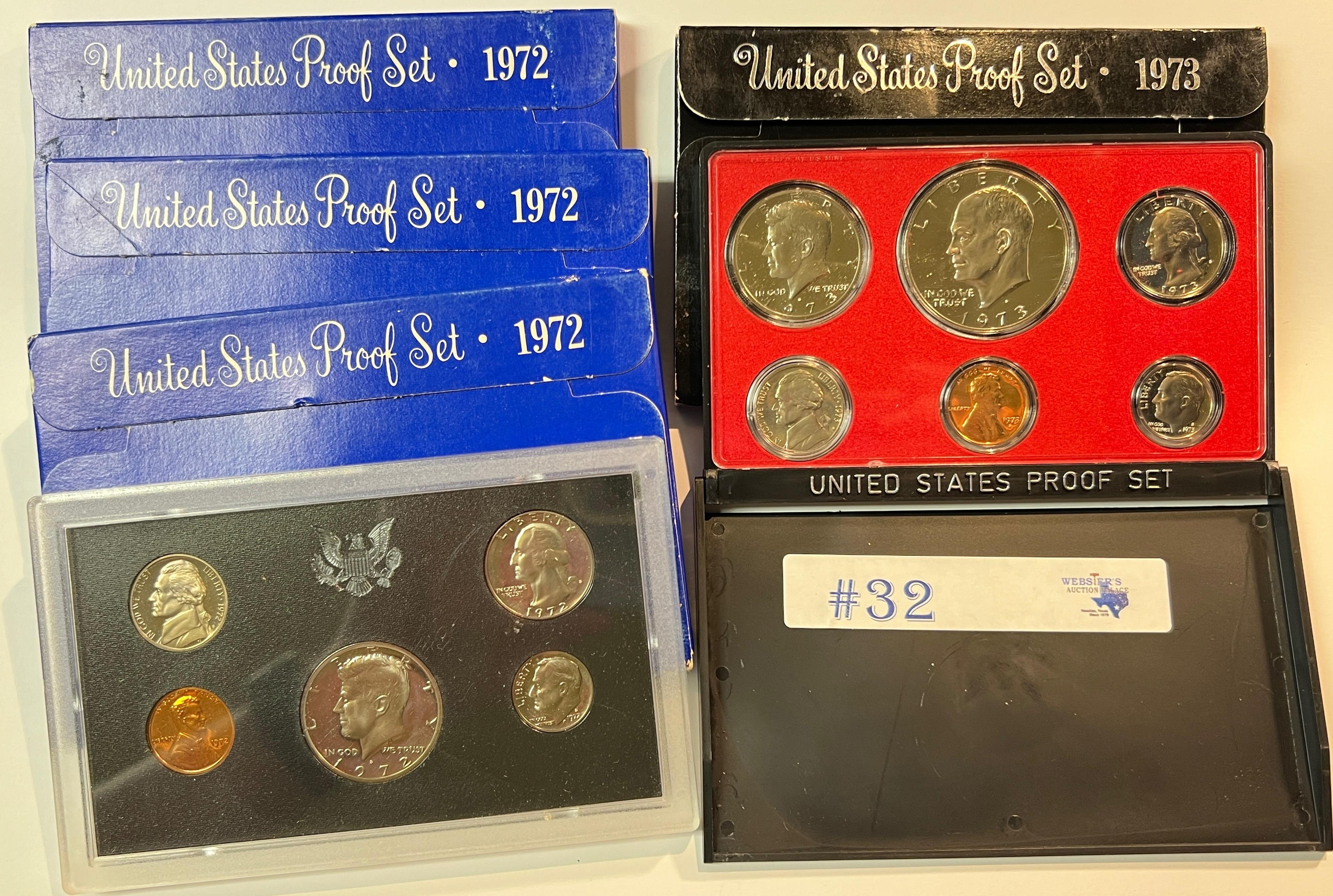 5PC 1972 AND 1973 PROOF SETS