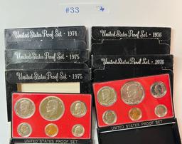 5PC 1974 - 1976 PROOF SETS