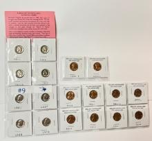 LOT OF BRILLIANT UNCIRCULATED DIMES AND WHEAT CENTS