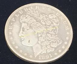 1891-0 $1 Morgan Silver Dollar Coin