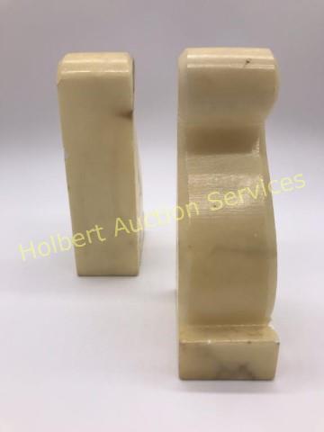 Genuine Italian Hand Carved Alabaster Bookends