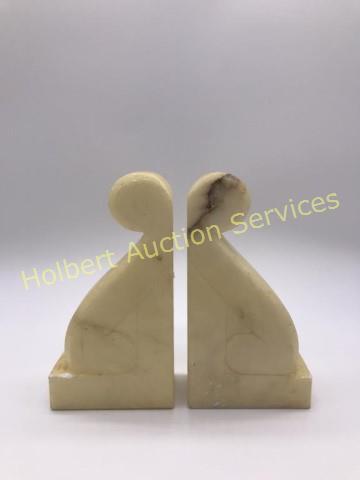 Genuine Italian Hand Carved Alabaster Bookends